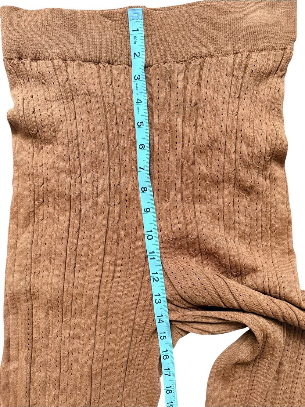 NWT Mo:Vint Brown Pointelle Knit Flare Pants Small Boho Pull-On Wide Leg - Picture 9 of 11